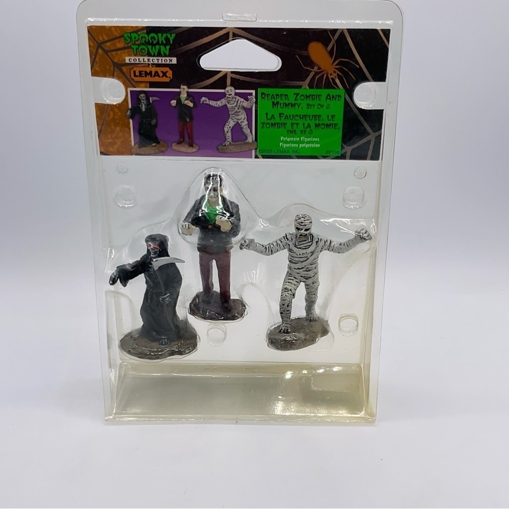 LEMAX Spooky Town REAPER ZOMBIE AND MUMMY Set of 3 #52136 Halloween Village Figu